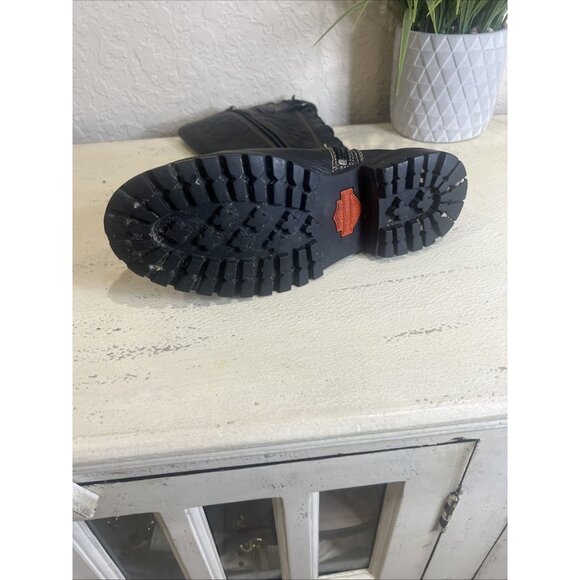 Harley Davidson 7.5 M Black Leather Riding Boots Fair Condition Read Notes - Picture 16 of 16